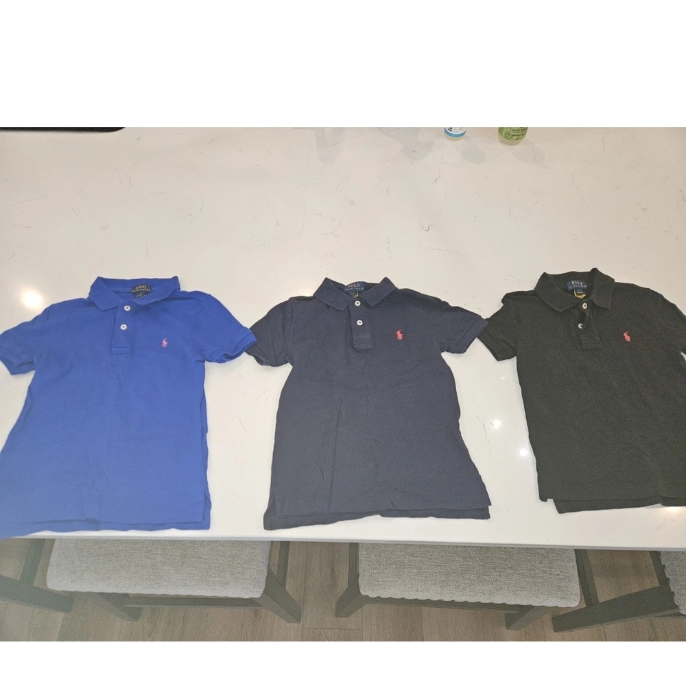 3 Pc. Lot of Polo Ralph Lauren short-sleeve mesh polo shirts . Kids size 5